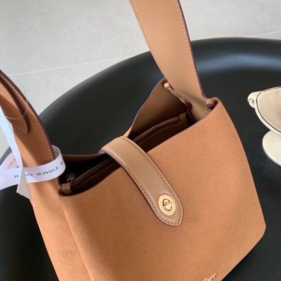 Coach Hadley Convertible Crossbody Bag Suede Brown - Picture 3 of 5